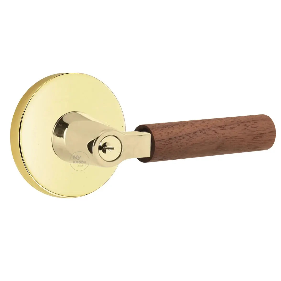 Emtek Walnut Lever with Disk Rosette and L-Square Stem by Emtek