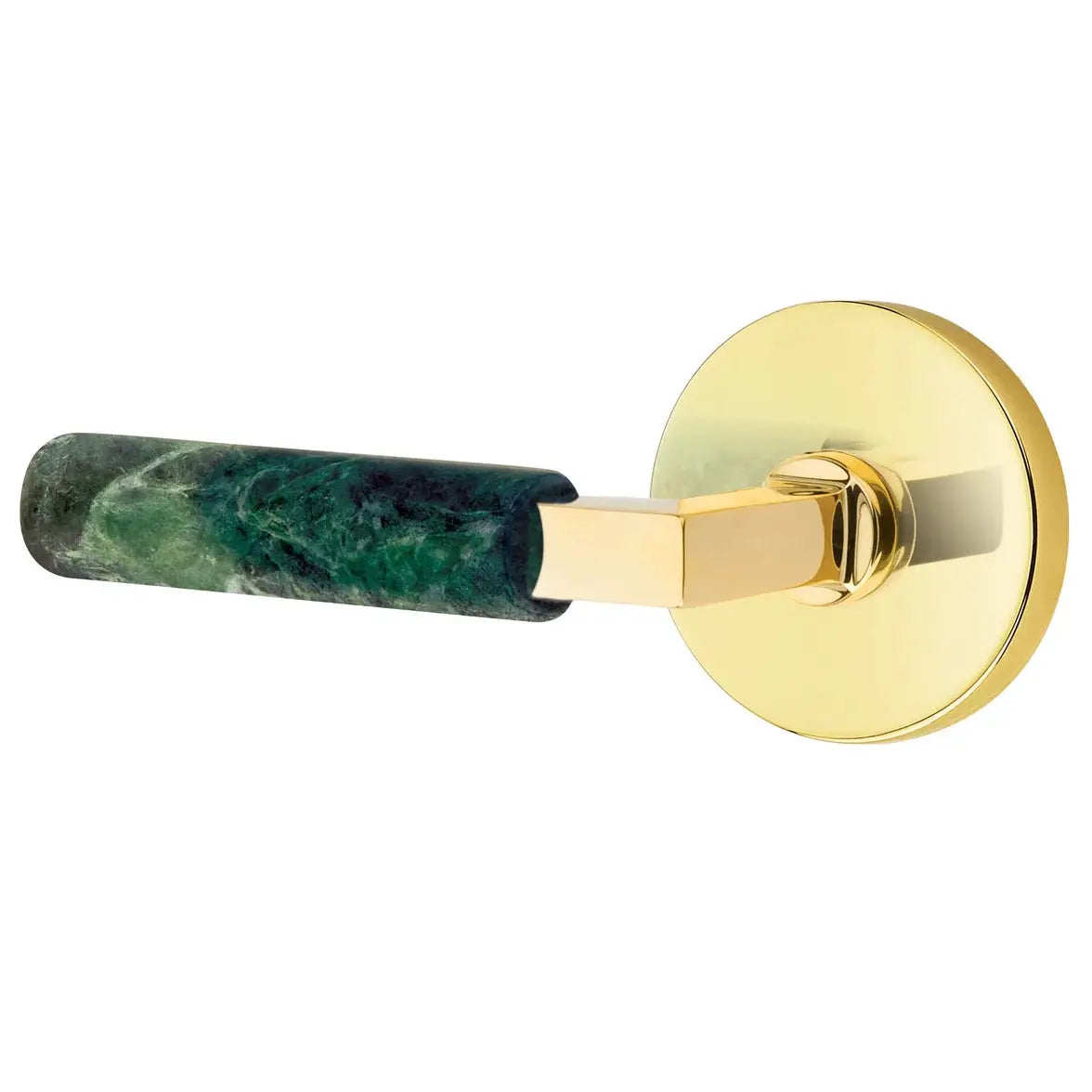 Emtek Green Marble Lever with Disk Rosette and L-Square Stem by Emtek