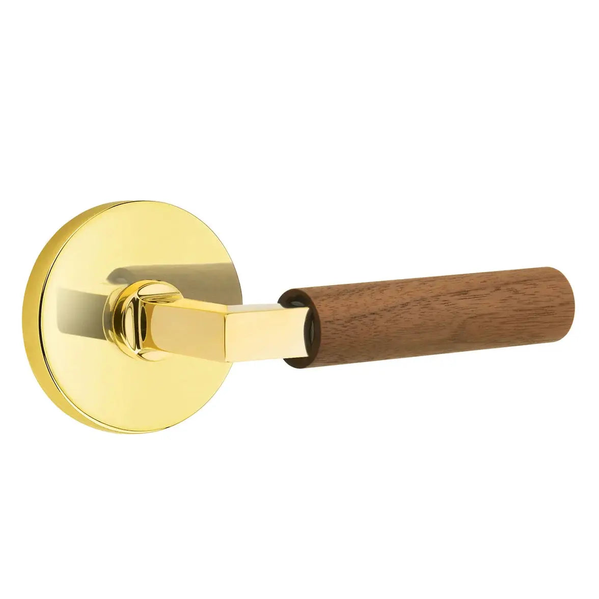 Emtek Walnut Lever with Disk Rosette and L-Square Stem by Emtek