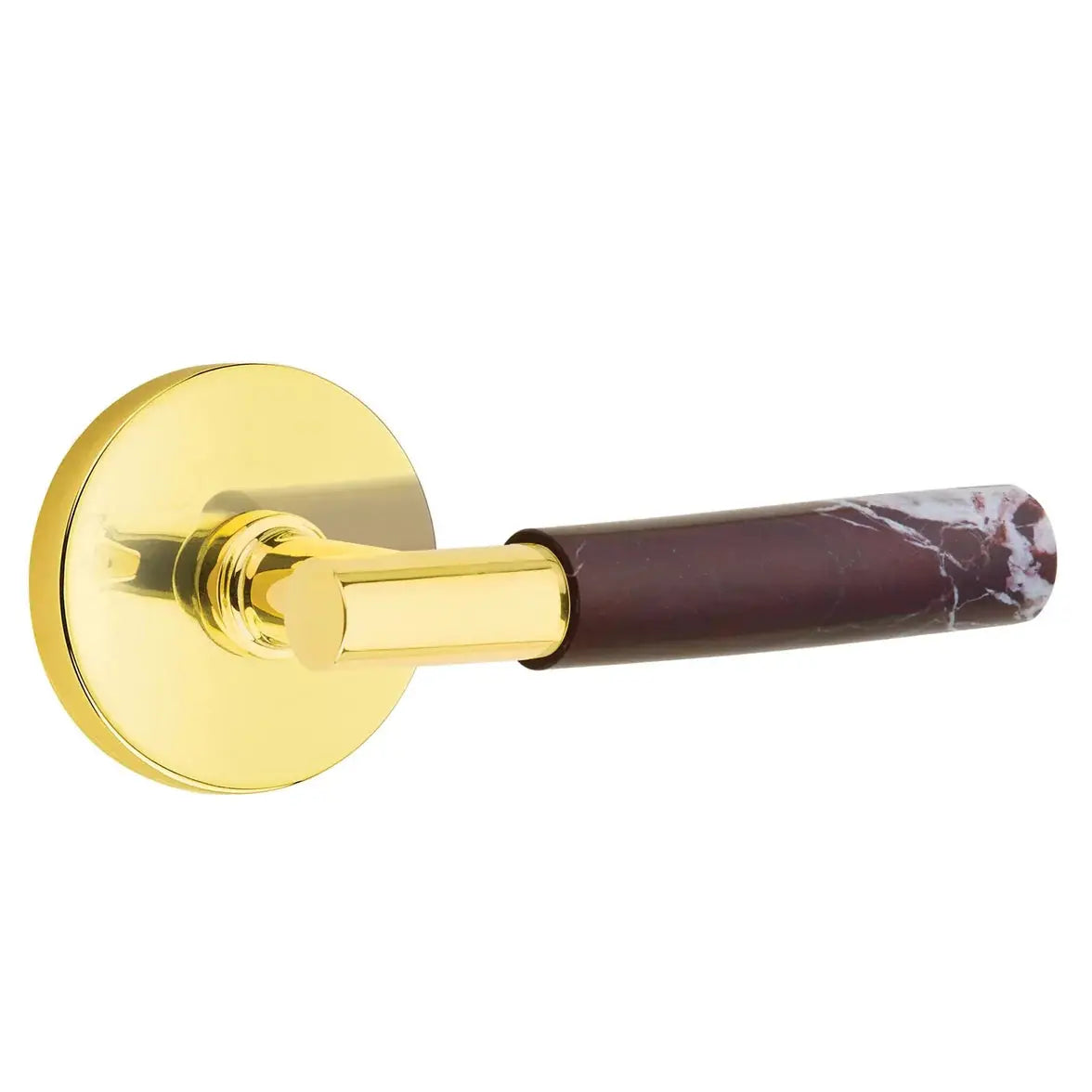 Emtek Rosso Levanto Marble Lever with Disk Rosette and T-Bar Stem by Emtek