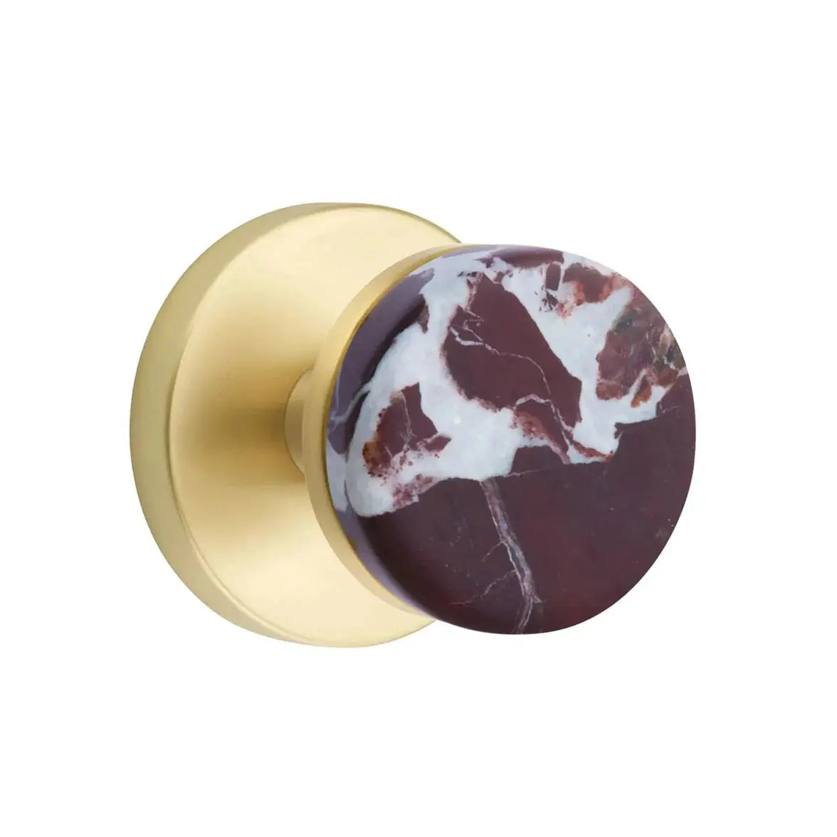Emtek Rosso Levanto Marble Knob with Disk Rosette and Conical Stem by Emtek