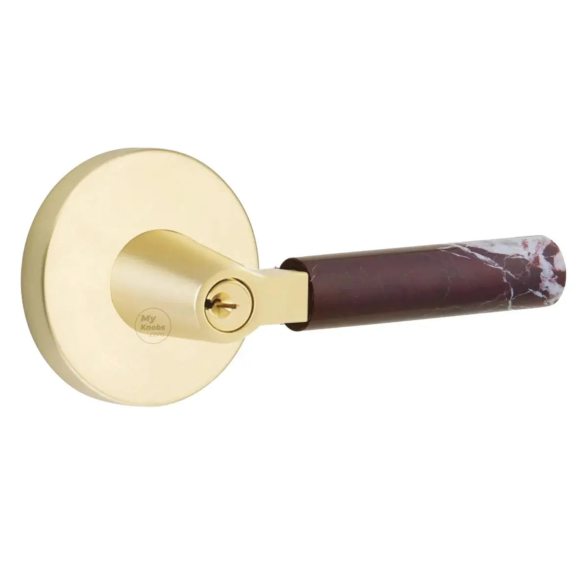 Emtek Rosso Levanto Marble Lever with Disk Rosette and L-Square Stem by Emtek