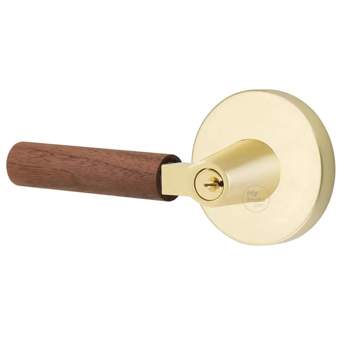 Emtek Walnut Lever with Disk Rosette and L-Square Stem by Emtek