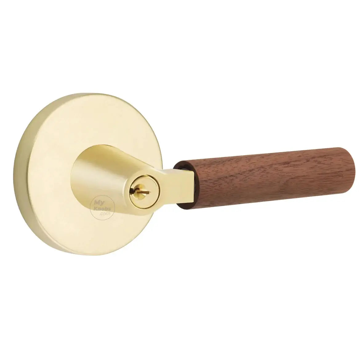 Emtek Walnut Lever with Disk Rosette and L-Square Stem by Emtek