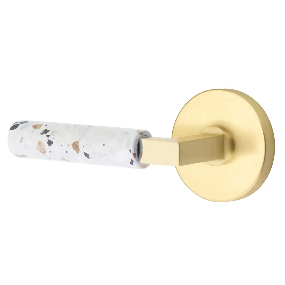 Emtek Light Terrazzo Lever with Disk Rosette and L-Square Stem by Emtek