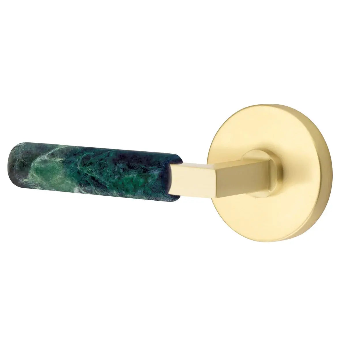 Emtek Green Marble Lever with Disk Rosette and L-Square Stem by Emtek