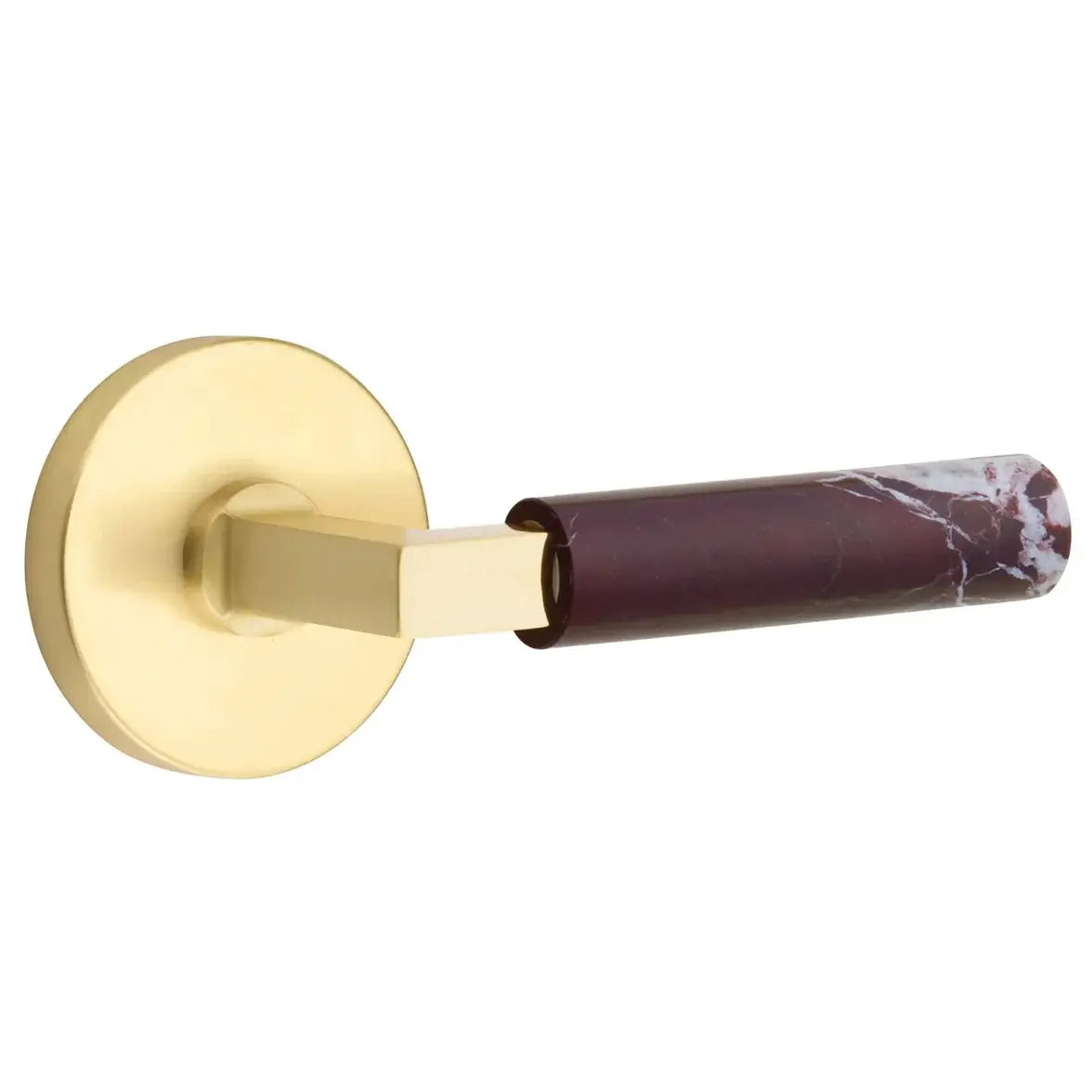 Emtek Rosso Levanto Marble Lever with Disk Rosette and L-Square Stem by Emtek