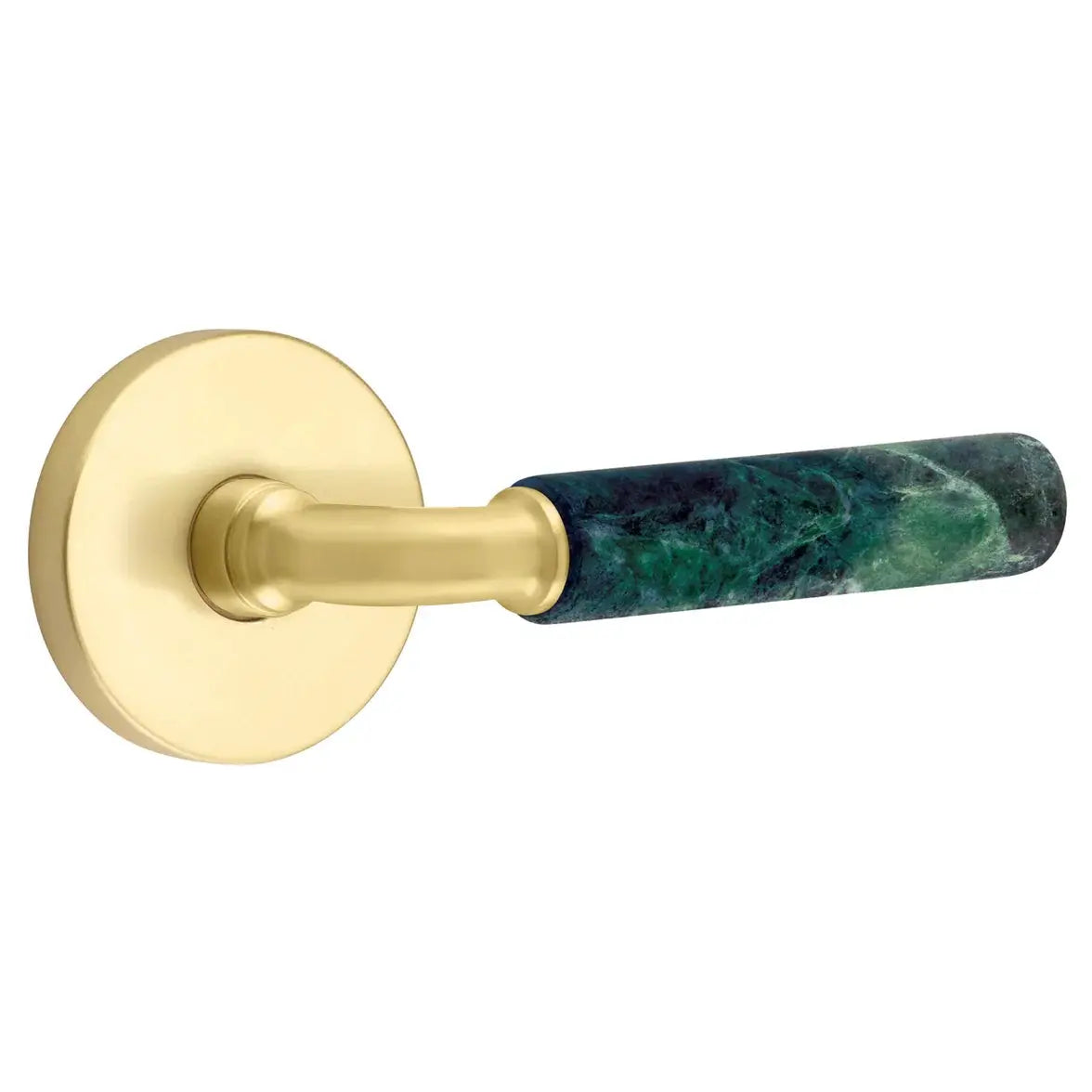 Emtek Green Marble Lever with Disk Rosette and R-Bar Stem by Emtek