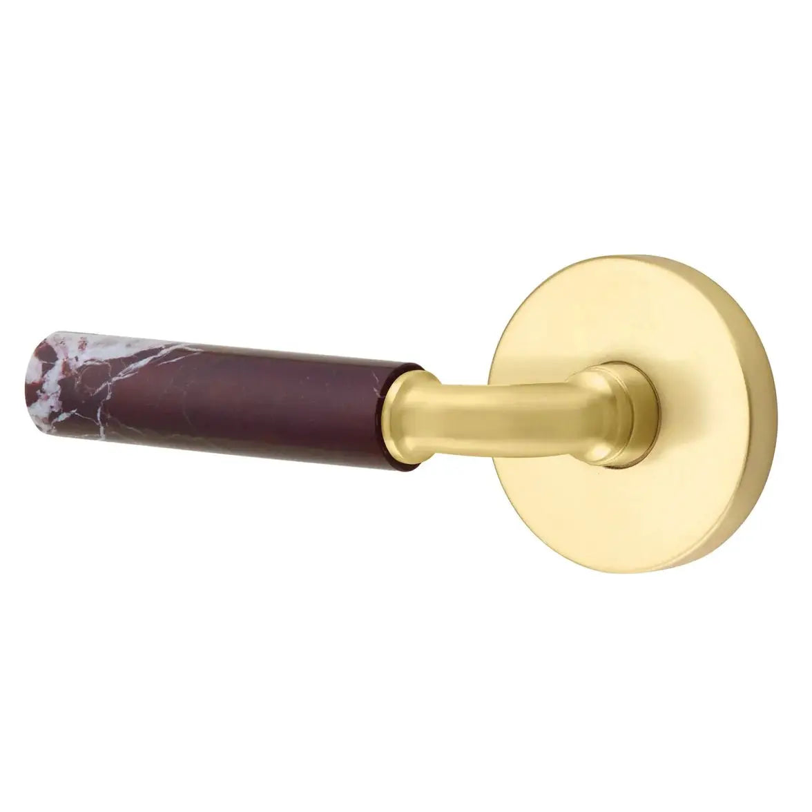 Emtek Rosso Levanto Marble Lever with Disk Rosette and R-Bar Stem by Emtek