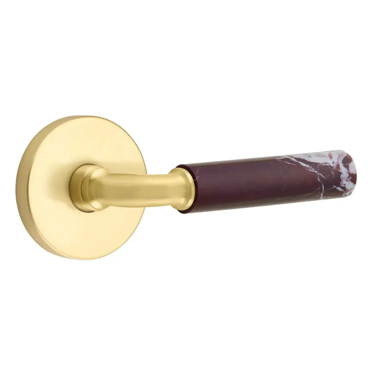 Emtek Rosso Levanto Marble Lever with Disk Rosette and R-Bar Stem by Emtek