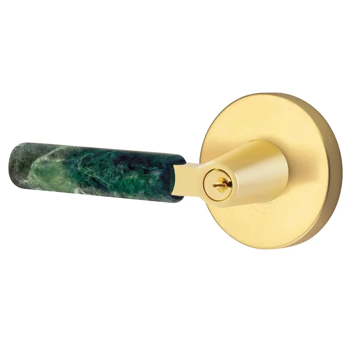 Emtek Green Marble Lever with Disk Rosette and L-Square Stem by Emtek
