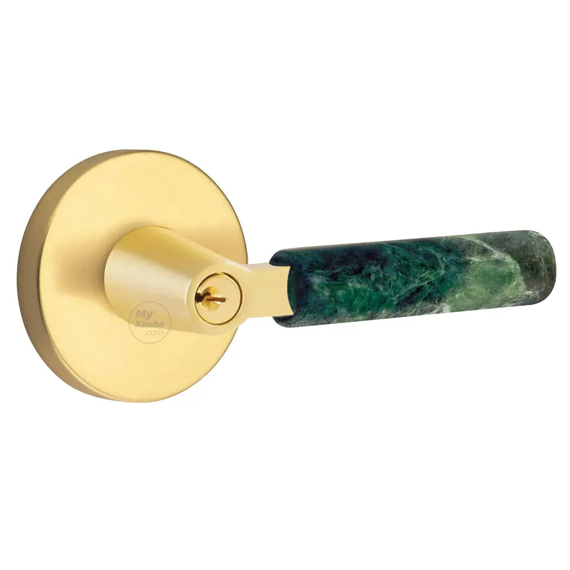 Emtek Green Marble Lever with Disk Rosette and L-Square Stem by Emtek