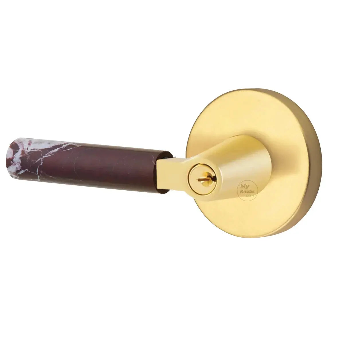 Emtek Rosso Levanto Marble Lever with Disk Rosette and L-Square Stem by Emtek