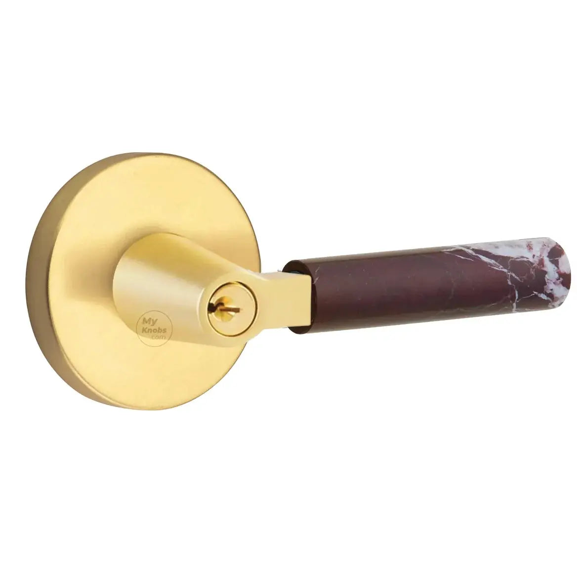 Emtek Rosso Levanto Marble Lever with Disk Rosette and L-Square Stem by Emtek