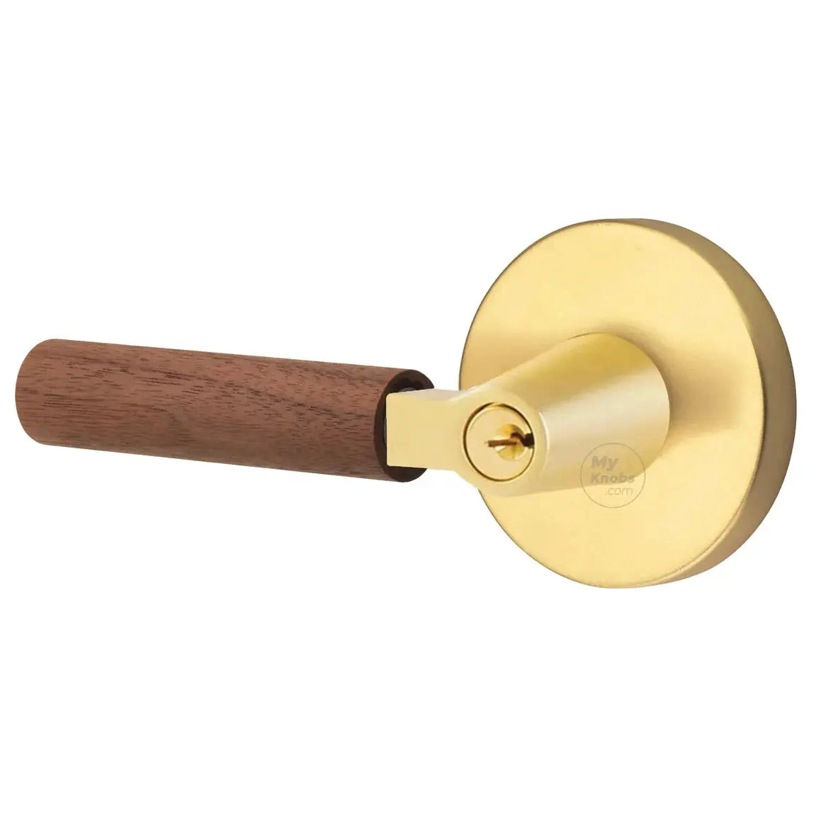 Emtek Walnut Lever with Disk Rosette and L-Square Stem by Emtek