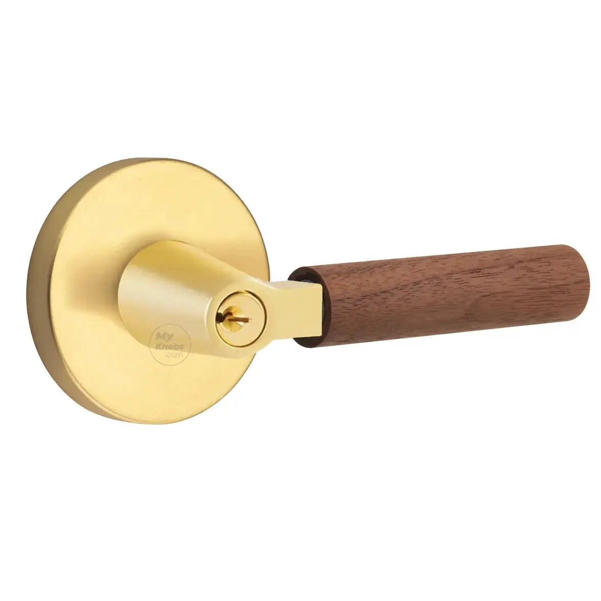 Emtek Walnut Lever with Disk Rosette and L-Square Stem by Emtek