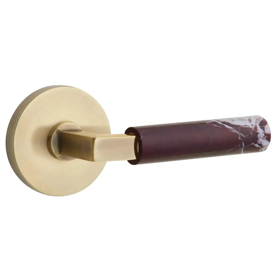 Emtek Rosso Levanto Marble Lever with Disk Rosette and L-Square Stem by Emtek