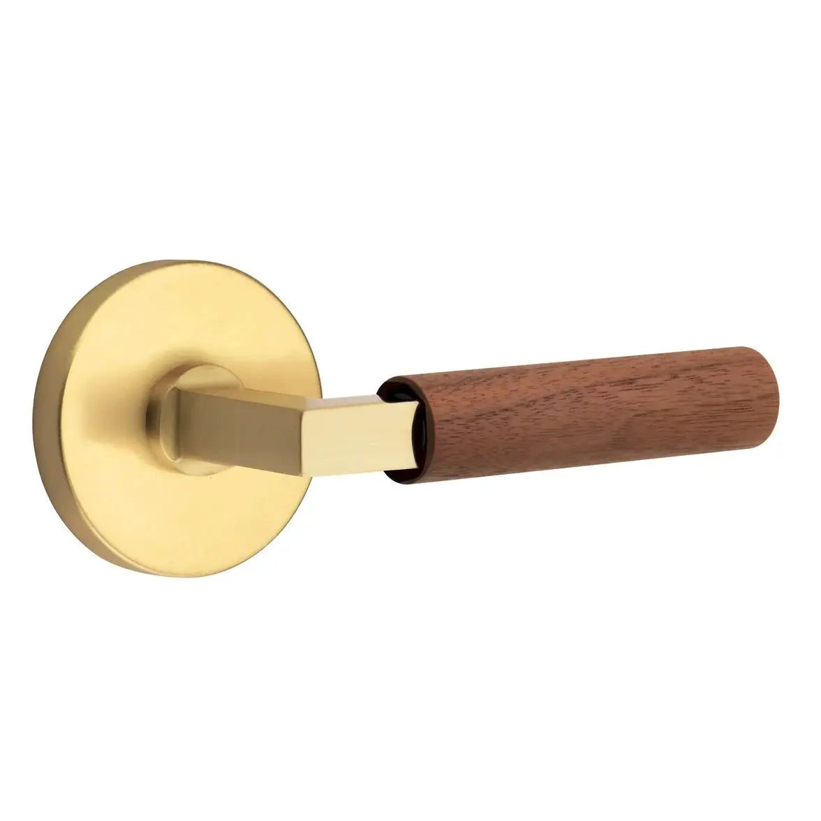 Emtek Walnut Lever with Disk Rosette and L-Square Stem by Emtek