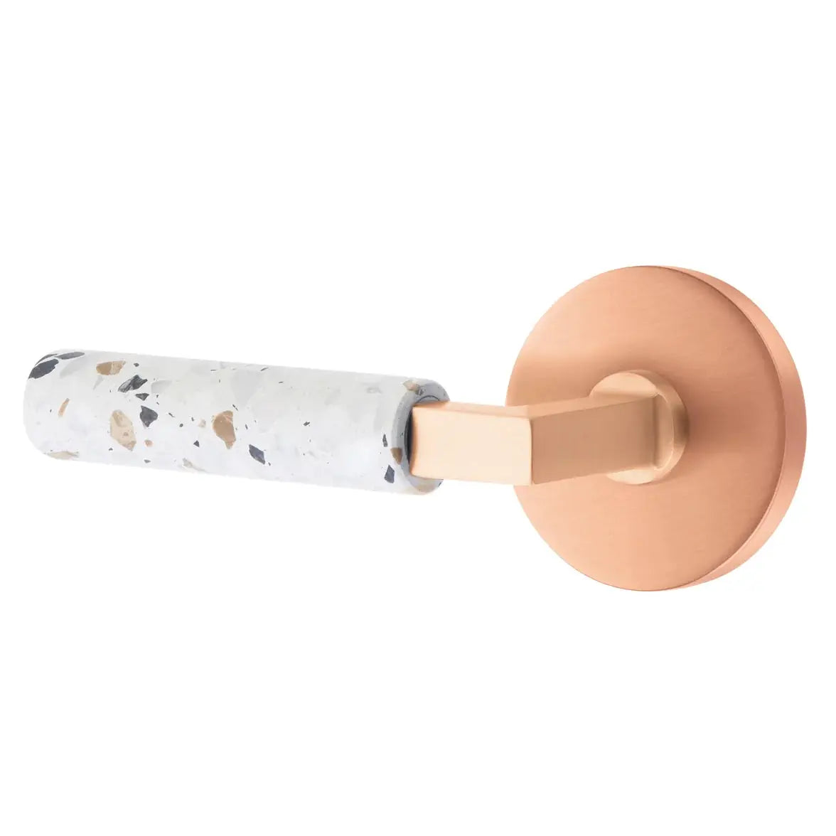 Emtek Light Terrazzo Lever with Disk Rosette and L-Square Stem by Emtek