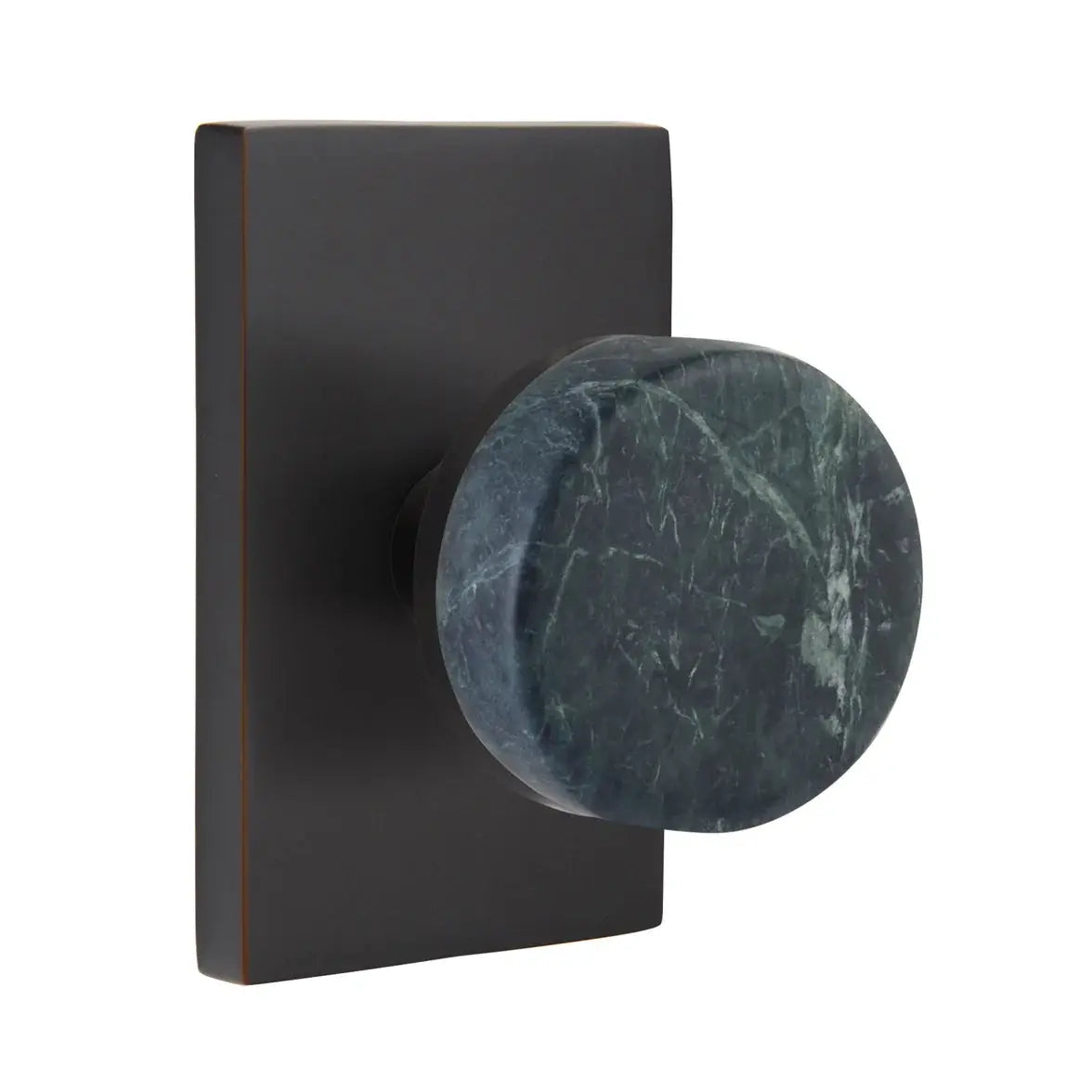 Emtek Green Marble Knob with Modern Rectangular Rosette and Conical Stem by Emtek