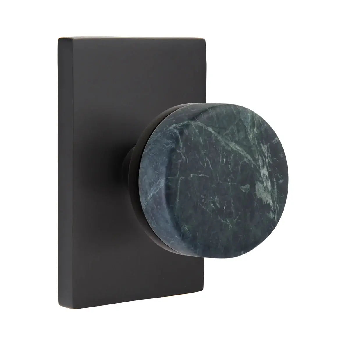 Emtek Green Marble Knob with Modern Rectangular Rosette and Conical Stem by Emtek