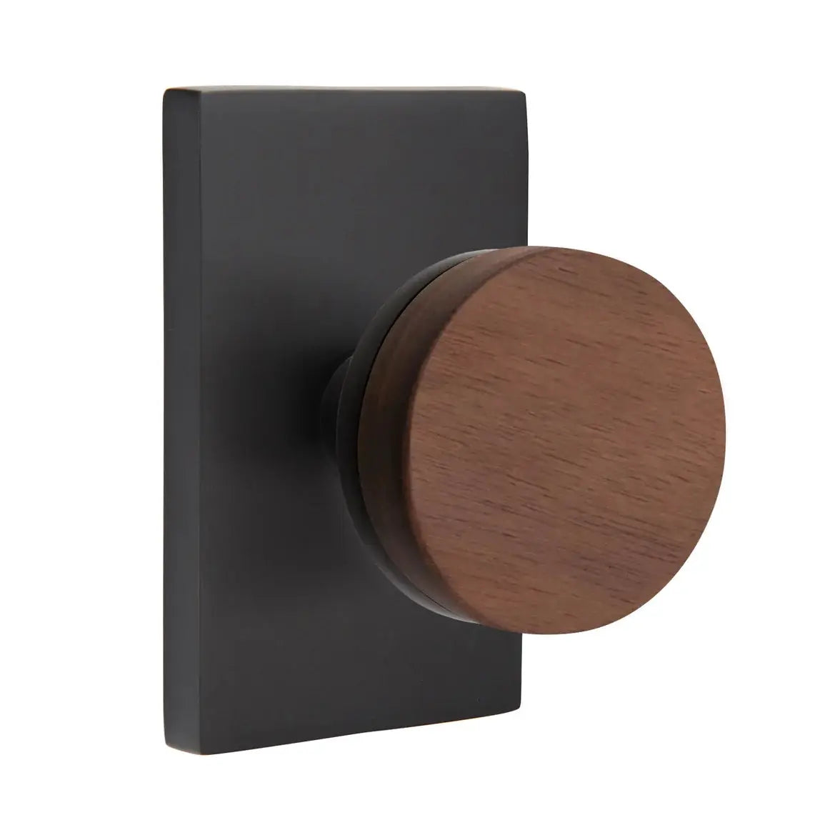 Emtek Walnut Knob with Modern Rectangular Rosette and Conical Stem by Emtek