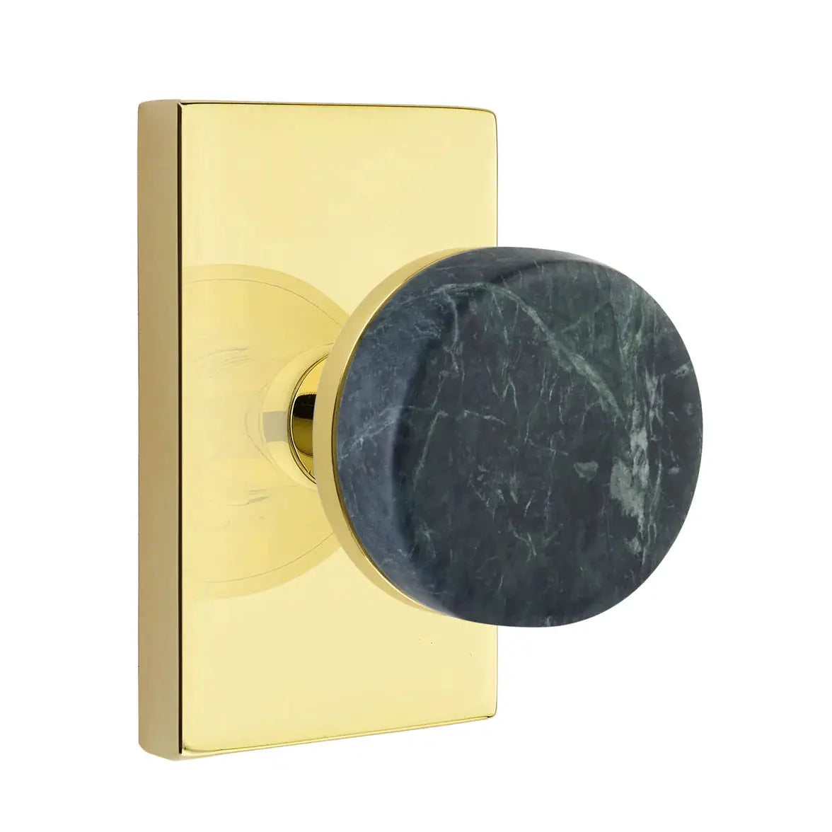 Emtek Green Marble Knob with Modern Rectangular Rosette and Conical Stem by Emtek