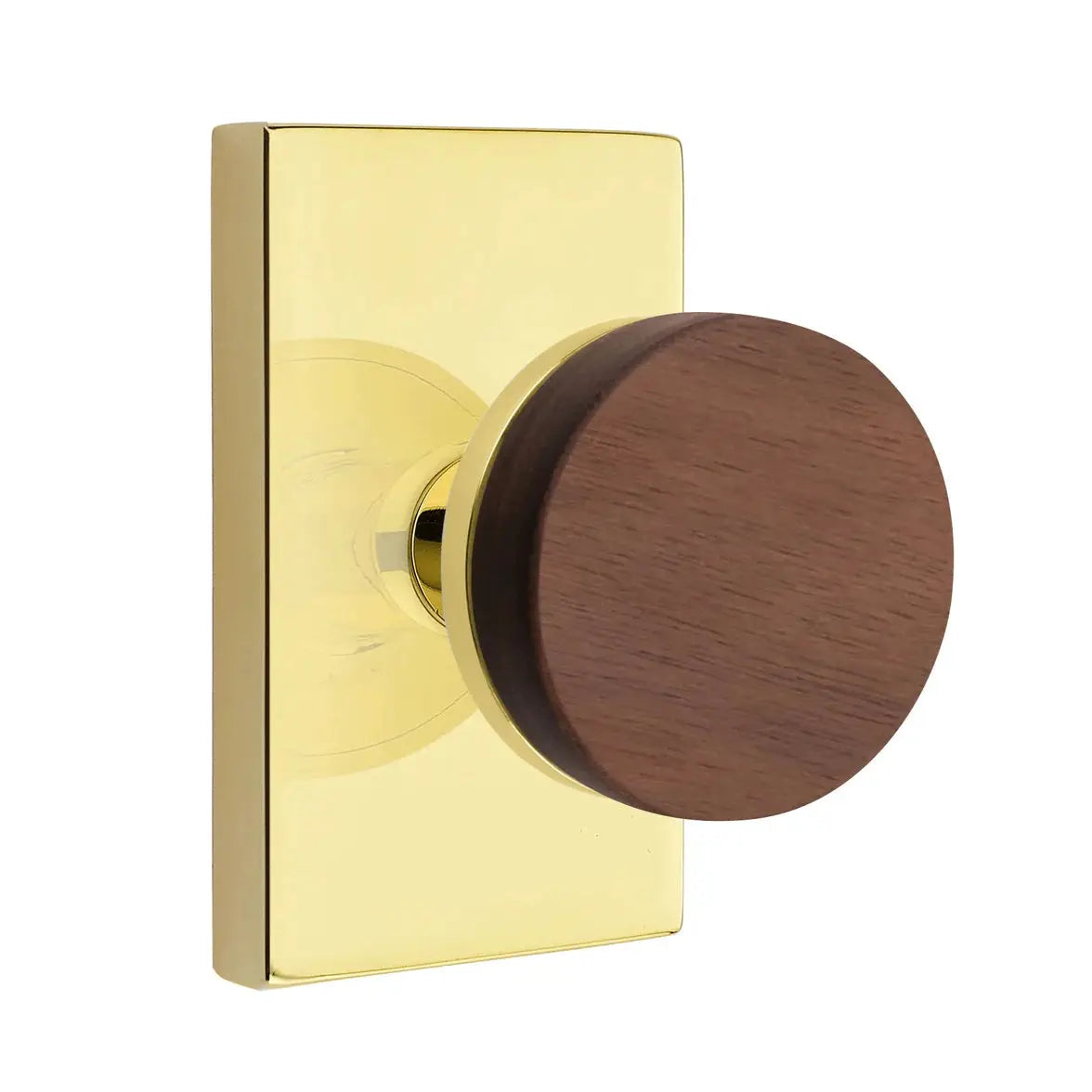 Emtek Walnut Knob with Modern Rectangular Rosette and Conical Stem by Emtek