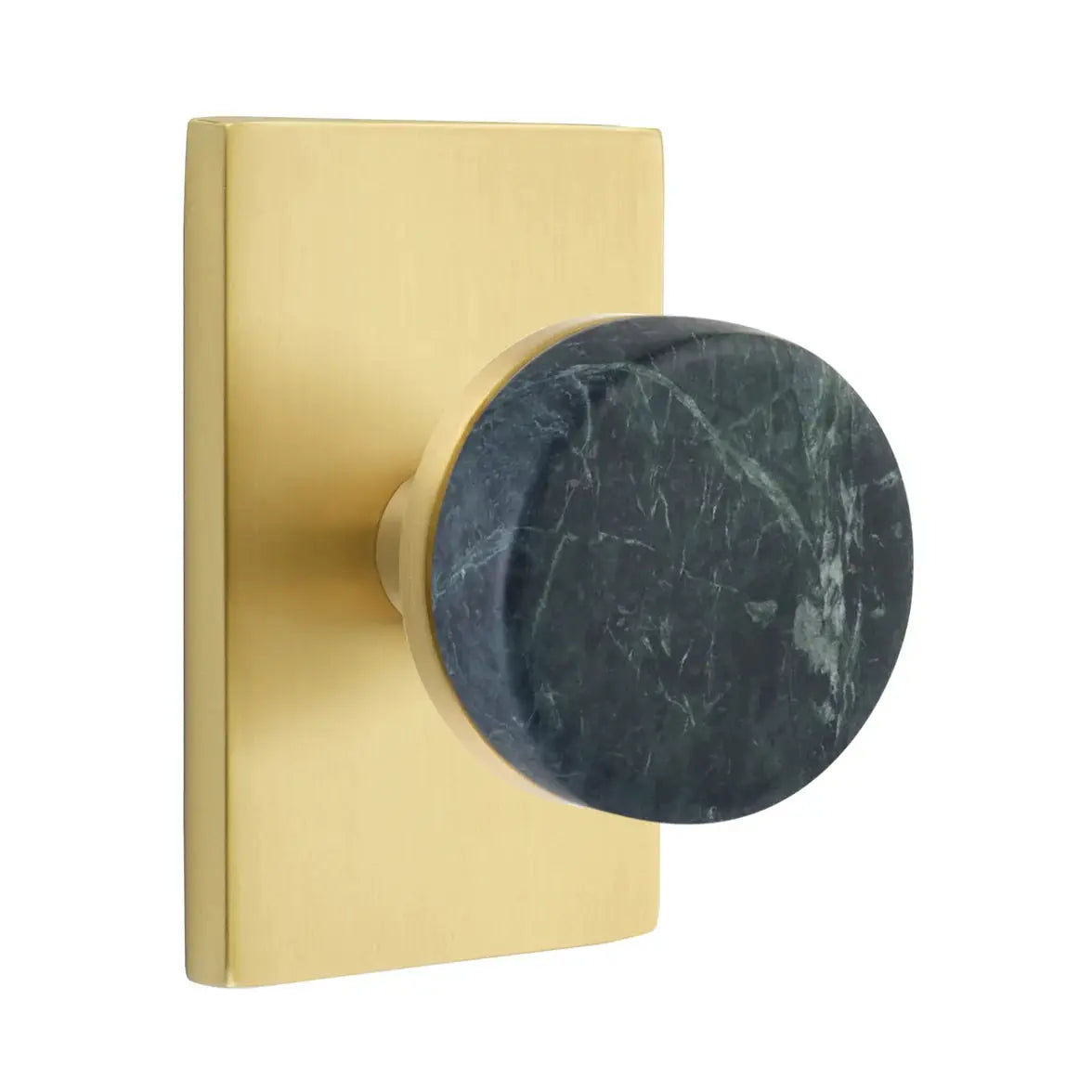 Emtek Green Marble Knob with Modern Rectangular Rosette and Conical Stem by Emtek