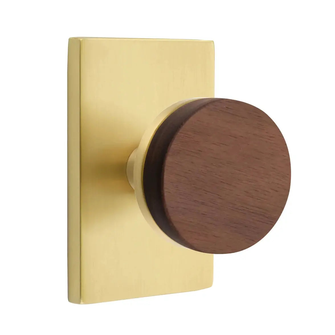 Emtek Walnut Knob with Modern Rectangular Rosette and Conical Stem by Emtek