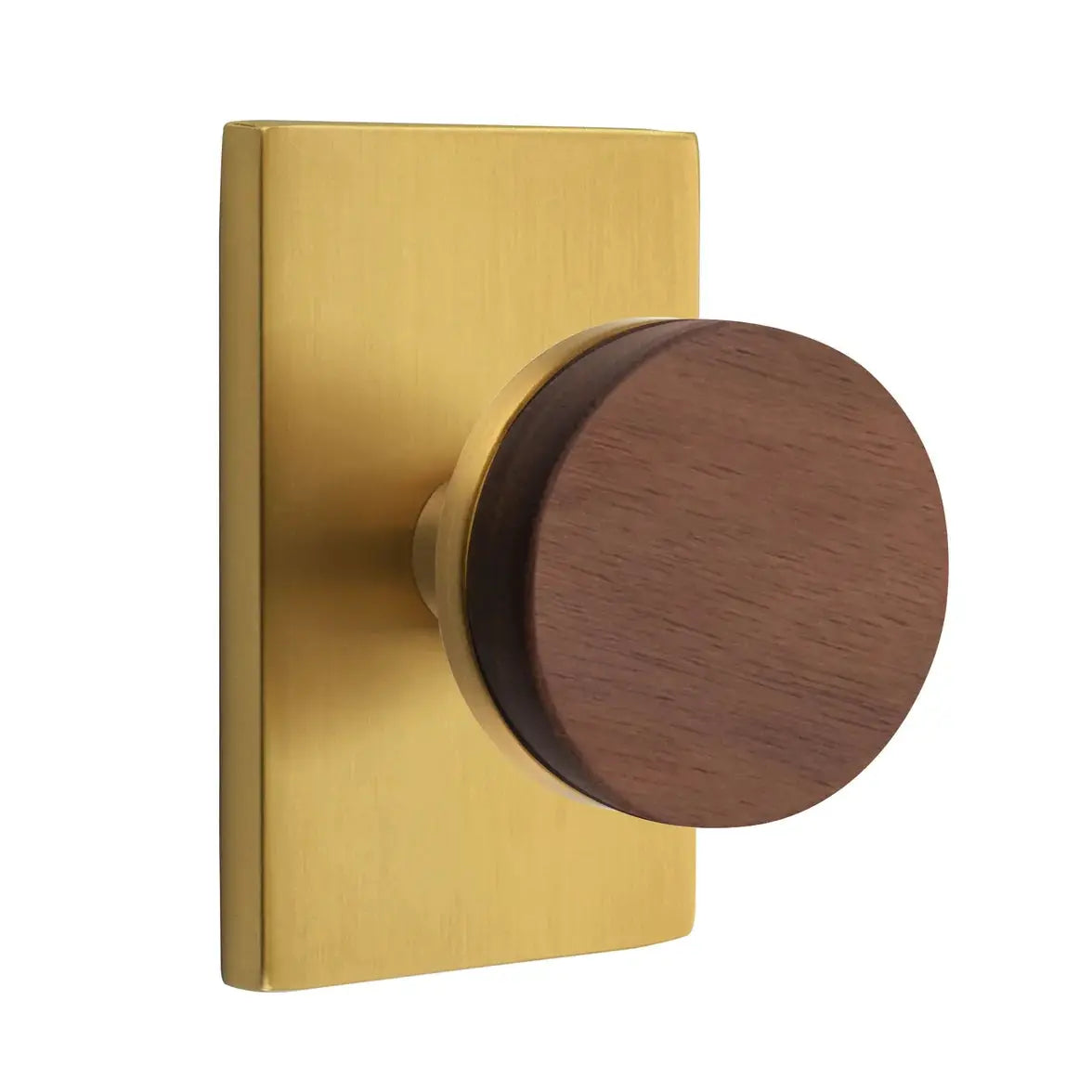 Emtek Walnut Knob with Modern Rectangular Rosette and Conical Stem by Emtek