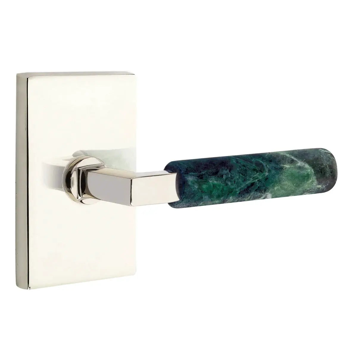 Emtek Green Marble Lever with Modern Rectangular Rosette and L-Square Stem by Emtek