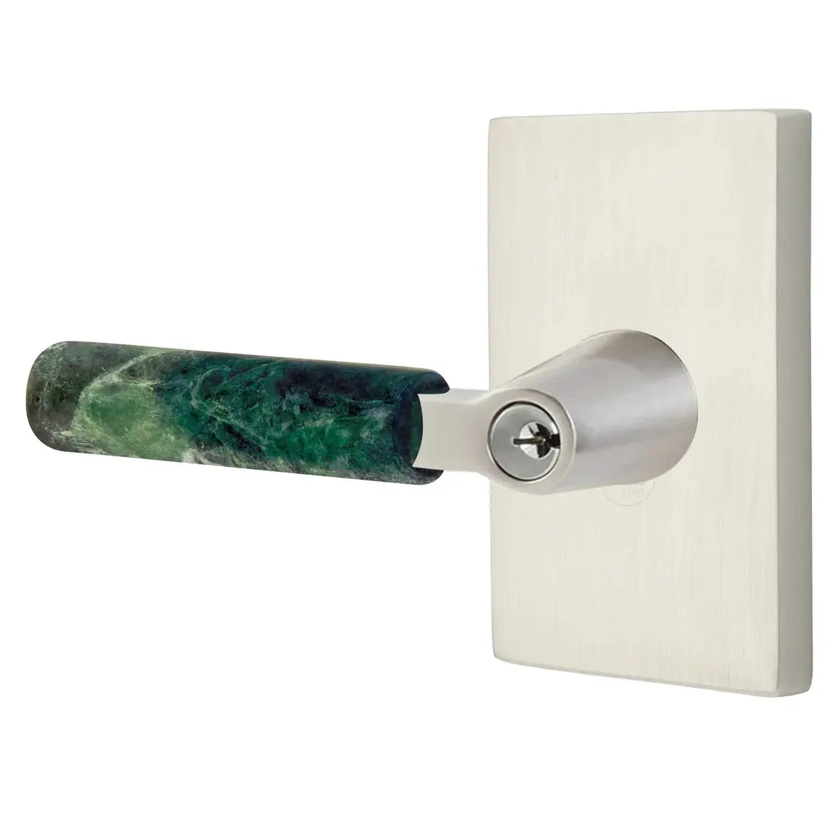 Emtek Green Marble Lever with Modern Rectangular Rosette and L-Square Stem by Emtek