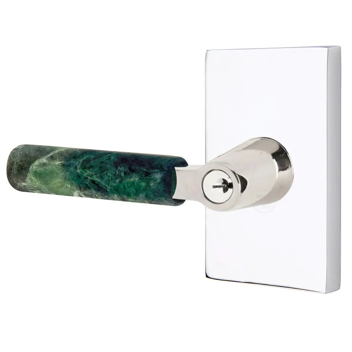 Emtek Green Marble Lever with Modern Rectangular Rosette and L-Square Stem by Emtek
