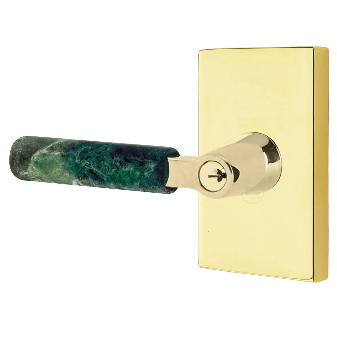 Emtek Green Marble Lever with Modern Rectangular Rosette and L-Square Stem by Emtek