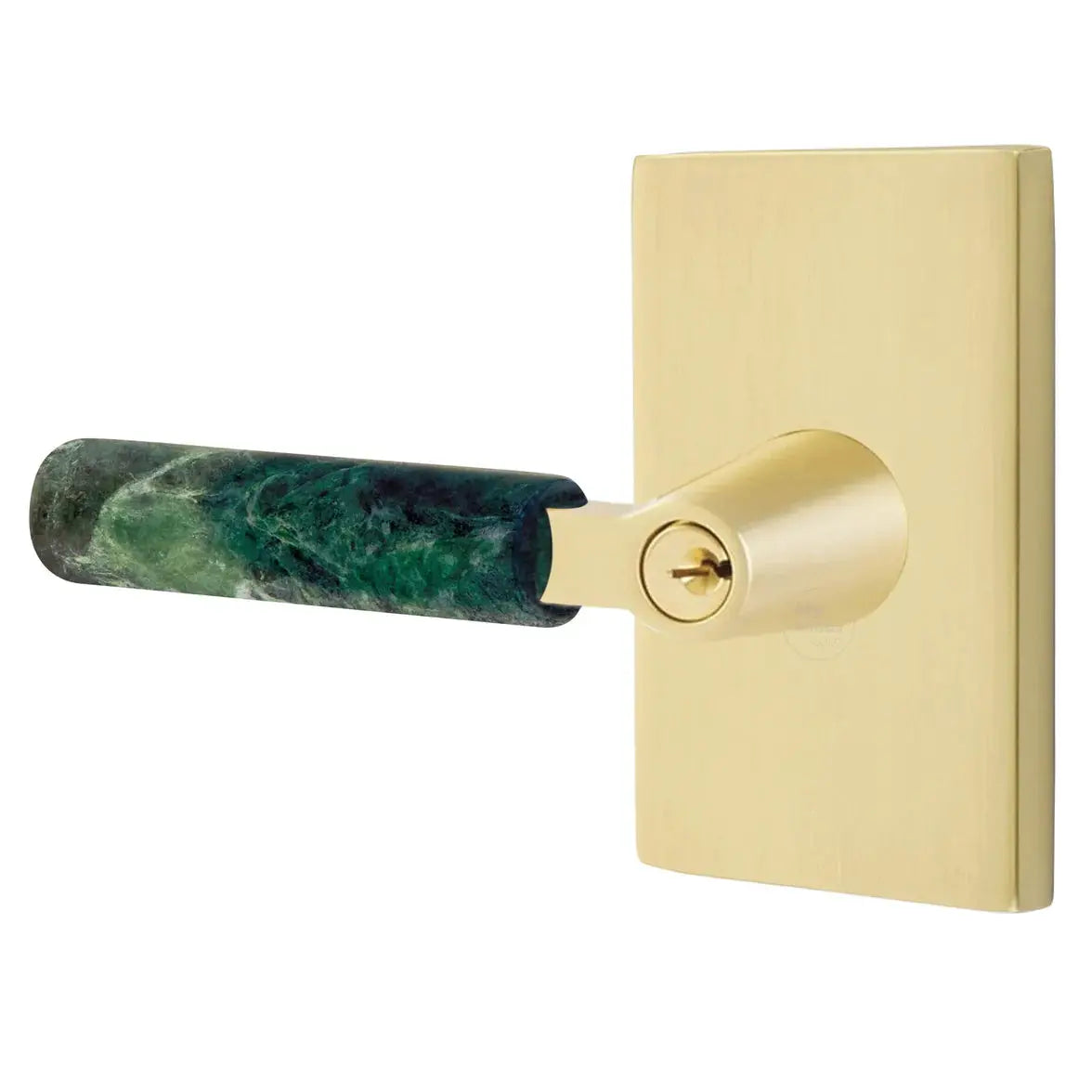 Emtek Green Marble Lever with Modern Rectangular Rosette and L-Square Stem by Emtek