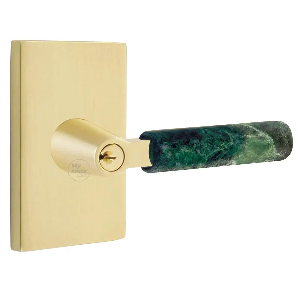 Emtek Green Marble Lever with Modern Rectangular Rosette and L-Square Stem by Emtek