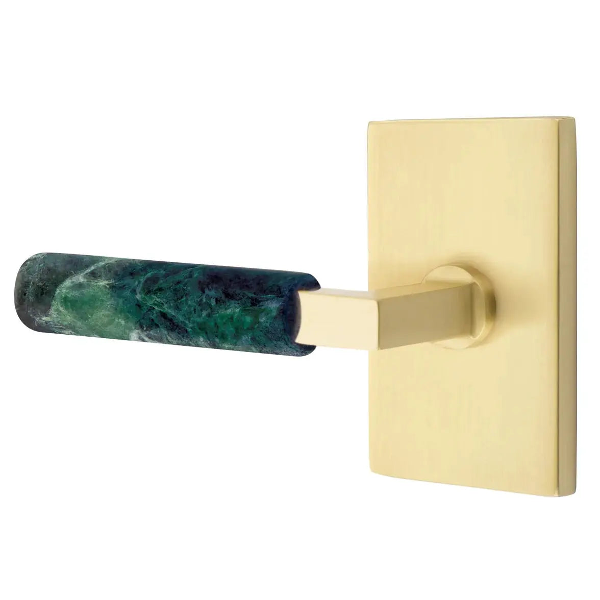 Emtek Green Marble Lever with Modern Rectangular Rosette and L-Square Stem by Emtek