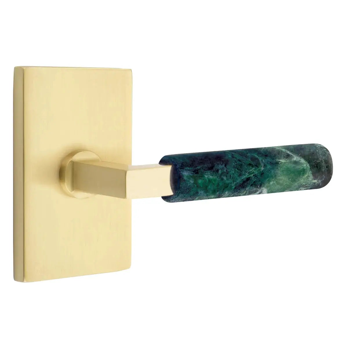 Emtek Green Marble Lever with Modern Rectangular Rosette and L-Square Stem by Emtek
