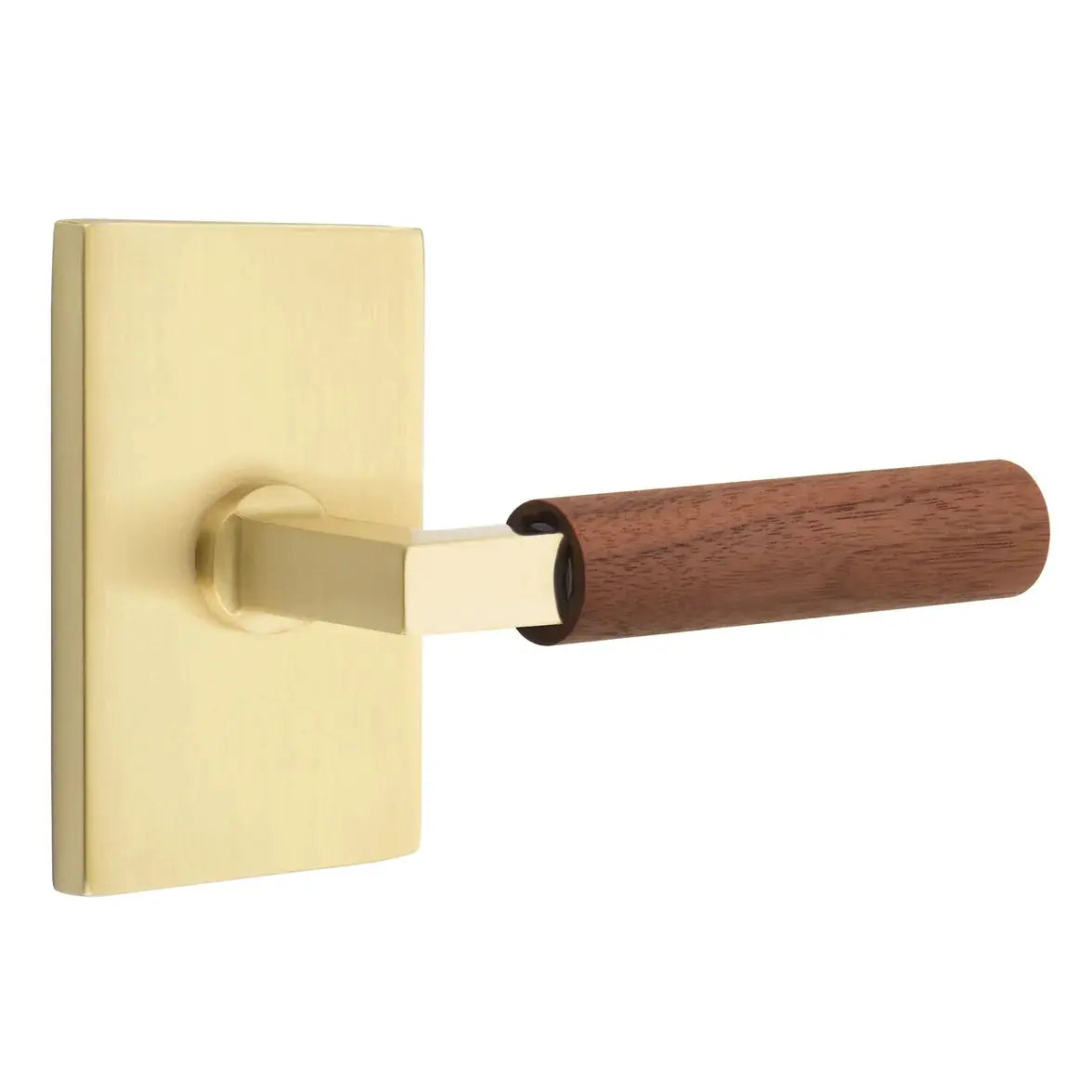 Emtek Walnut Lever with Modern Rectangular Rosette and L-Square Stem by Emtek