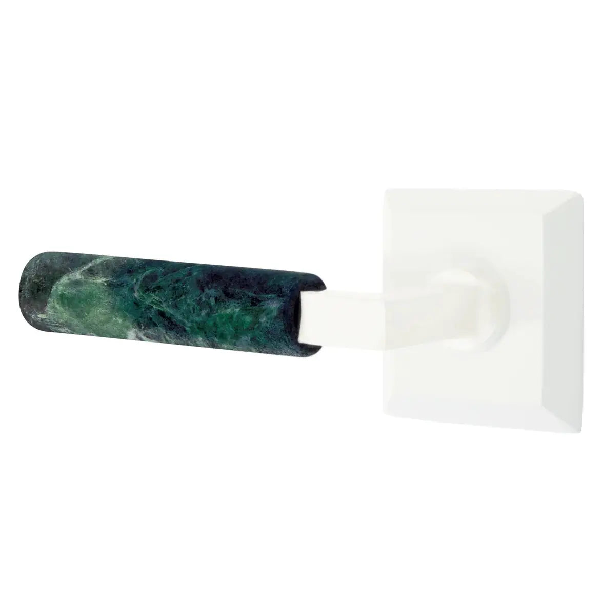 Emtek Green Marble Lever with Quincy Rosette and L-Square Stem by Emtek