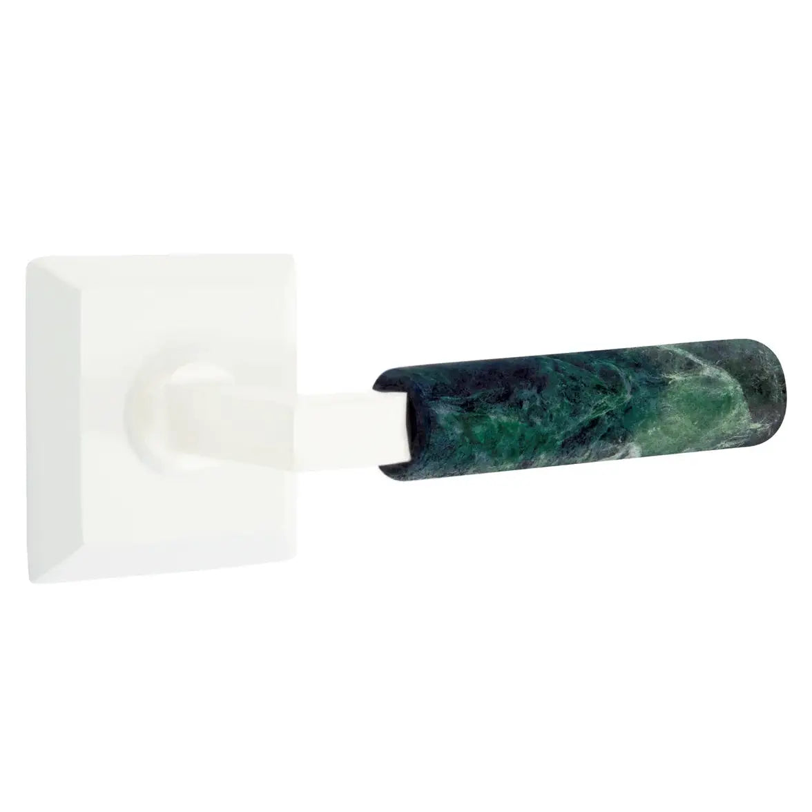 Emtek Green Marble Lever with Quincy Rosette and L-Square Stem by Emtek