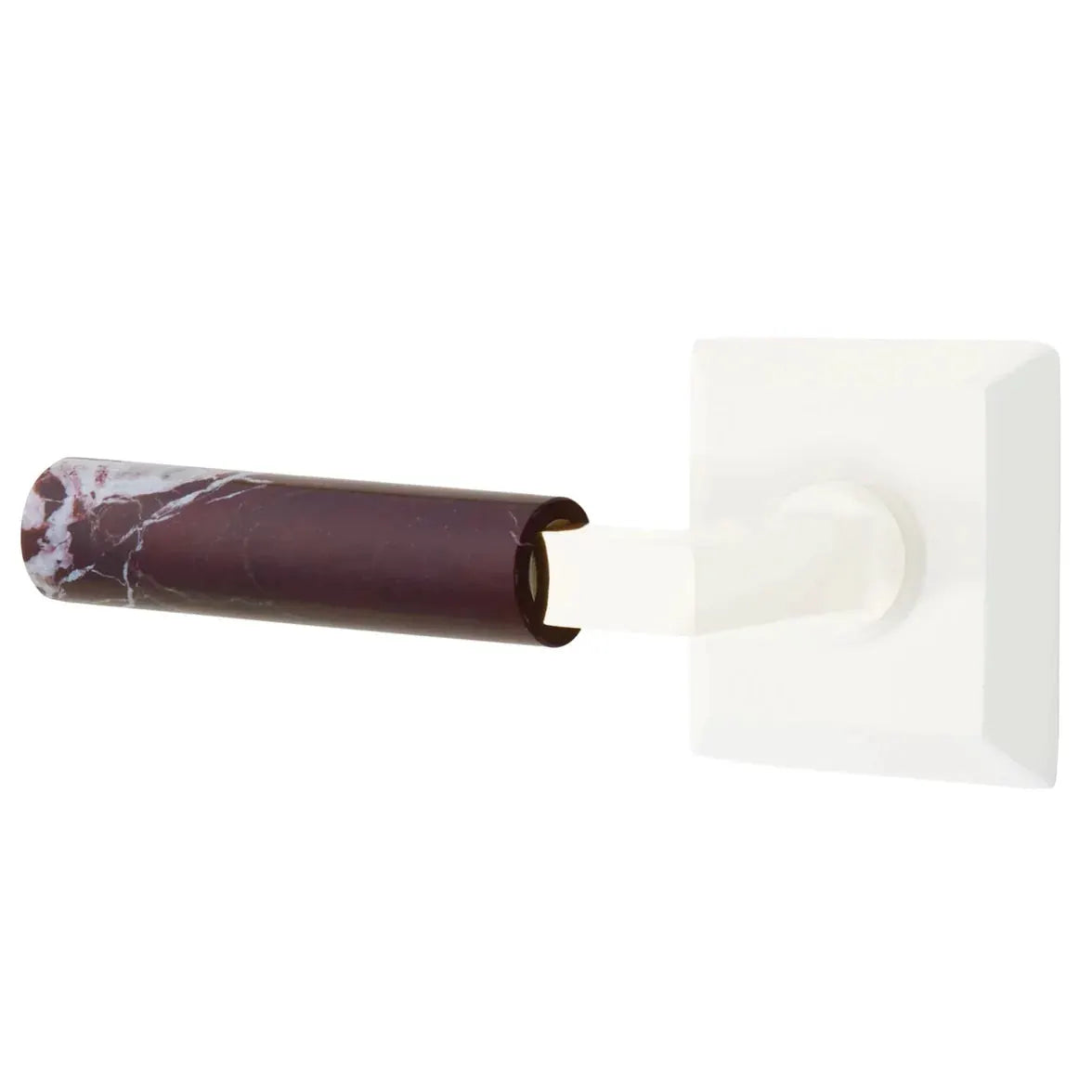 Emtek Rosso Levanto Marble Lever with Quincy Rosette and L-Square Stem by Emtek