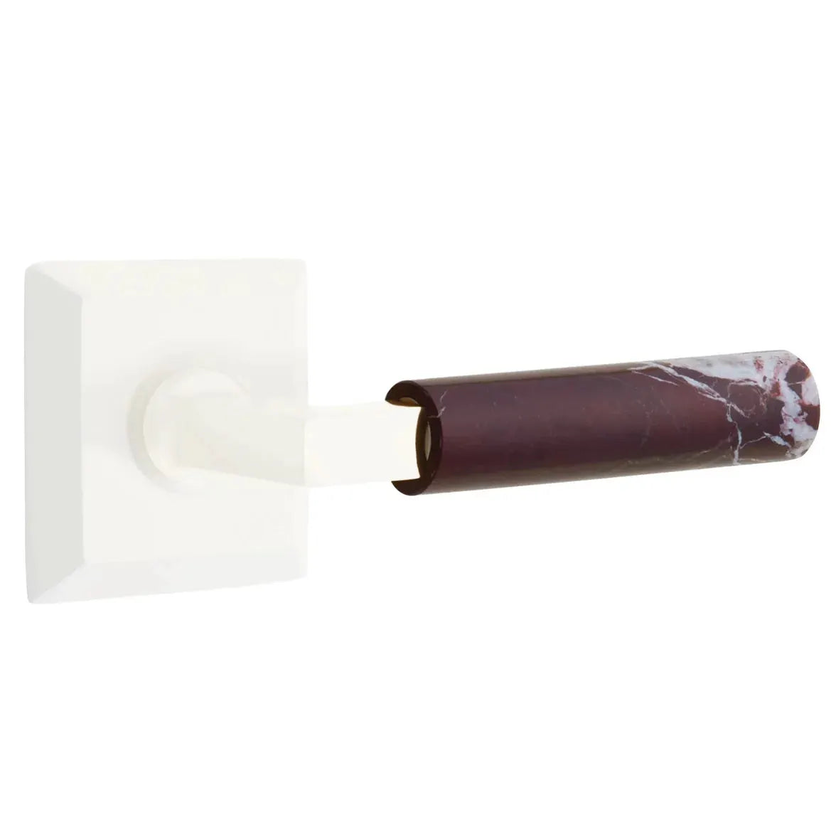 Emtek Rosso Levanto Marble Lever with Quincy Rosette and L-Square Stem by Emtek