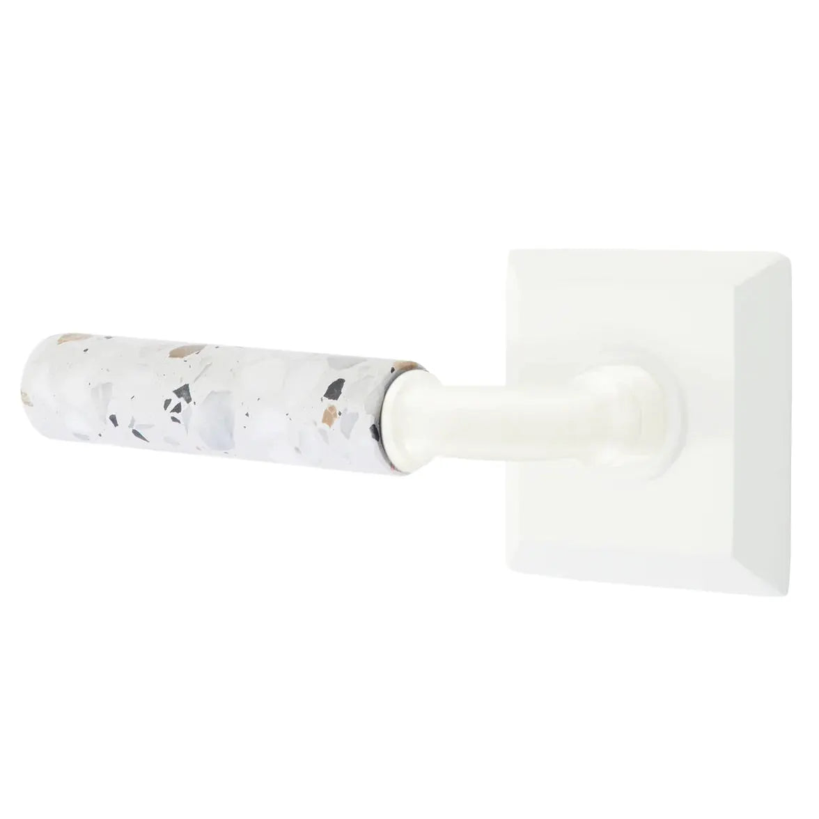 Emtek Light Terrazzo Lever with Quincy Rosette and R-Bar Stem by Emtek