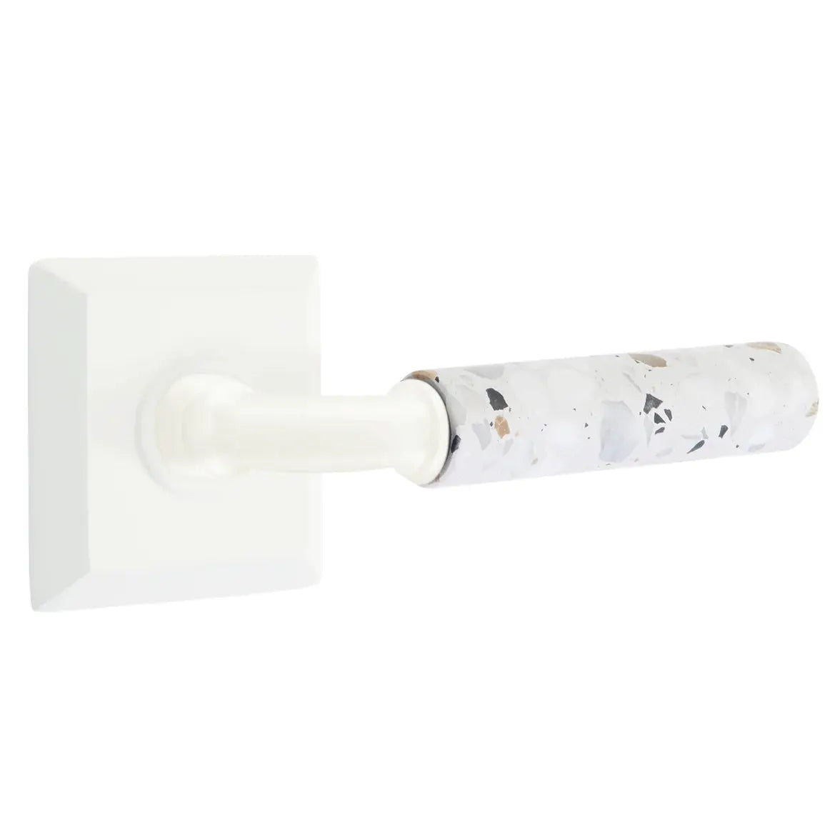 Emtek Light Terrazzo Lever with Quincy Rosette and R-Bar Stem by Emtek