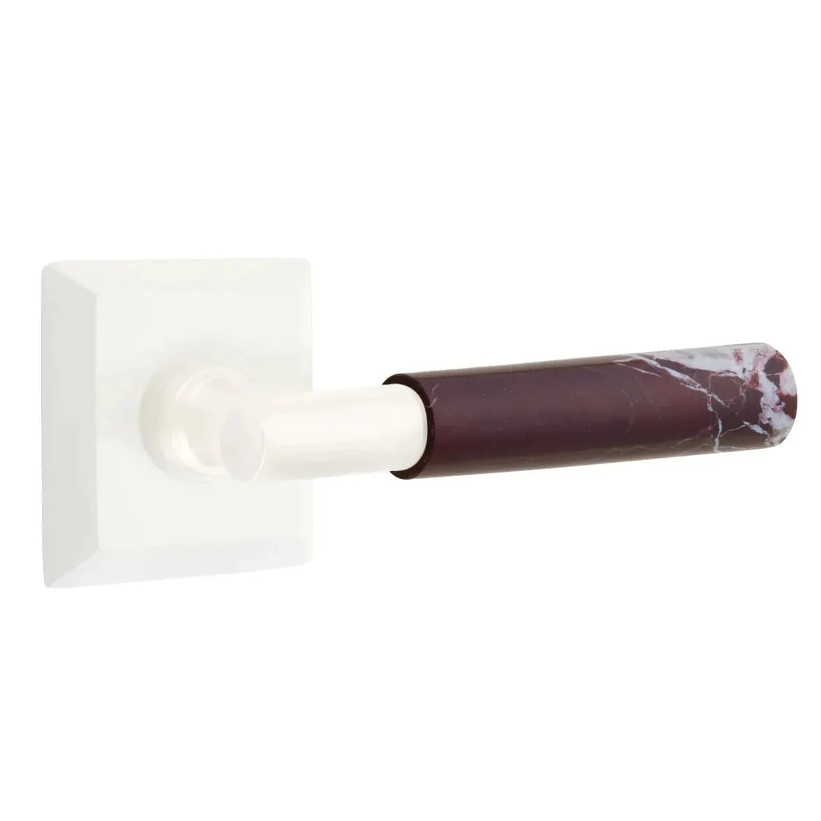 Emtek Rosso Levanto Marble Lever with Quincy Rosette and T-Bar Stem by Emtek