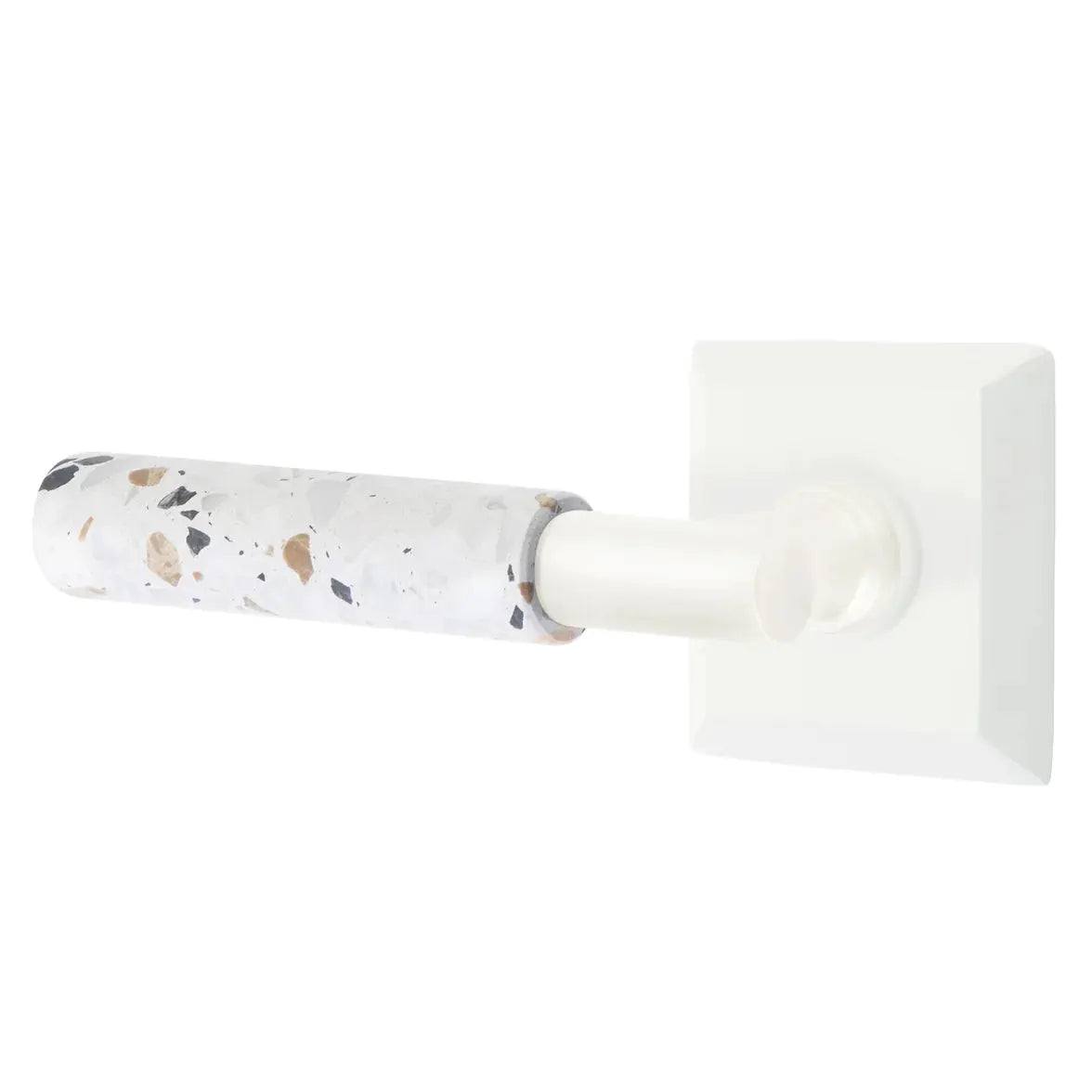 Emtek Light Terrazzo Lever with Quincy Rosette and T-Bar Stem by Emtek