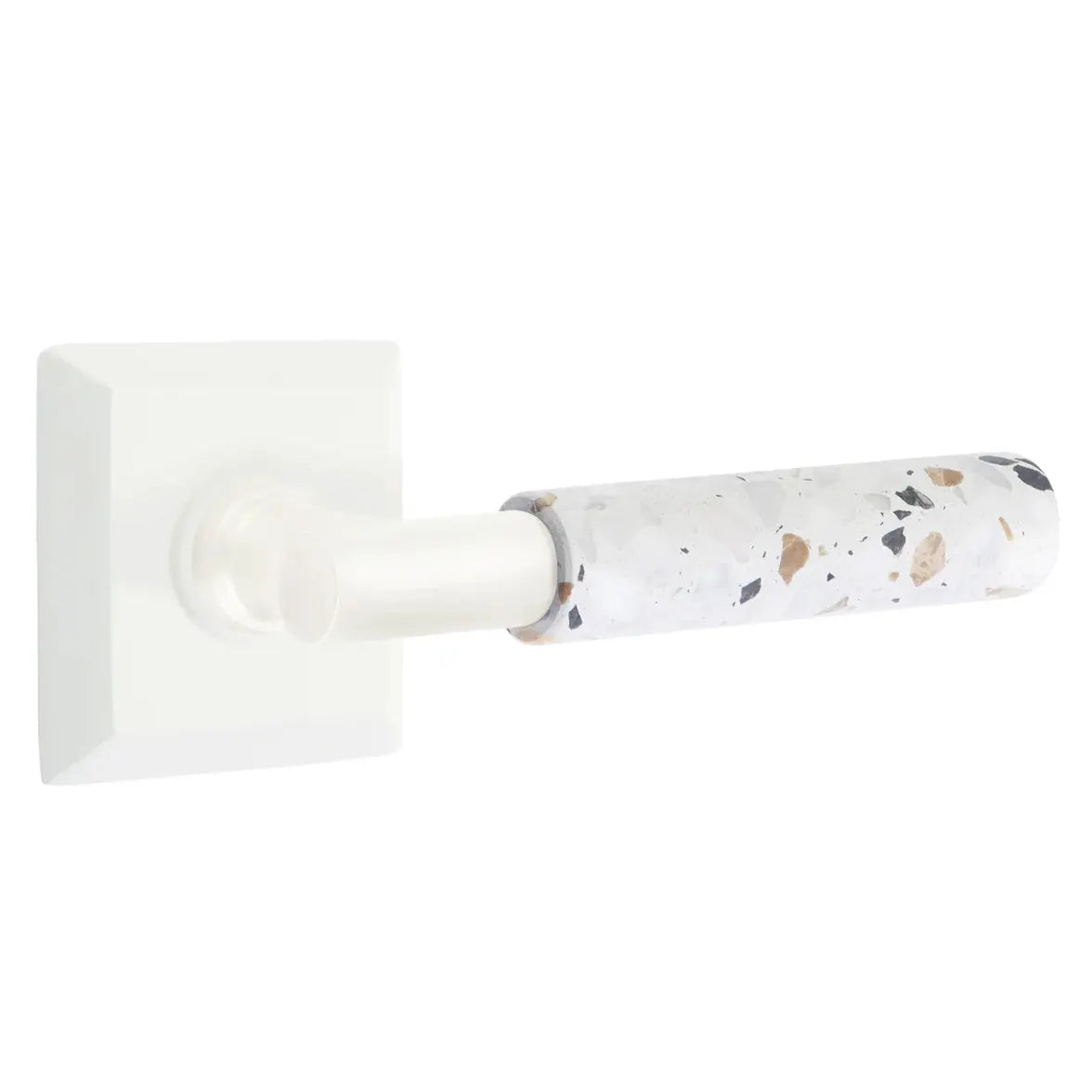 Emtek Light Terrazzo Lever with Quincy Rosette and T-Bar Stem