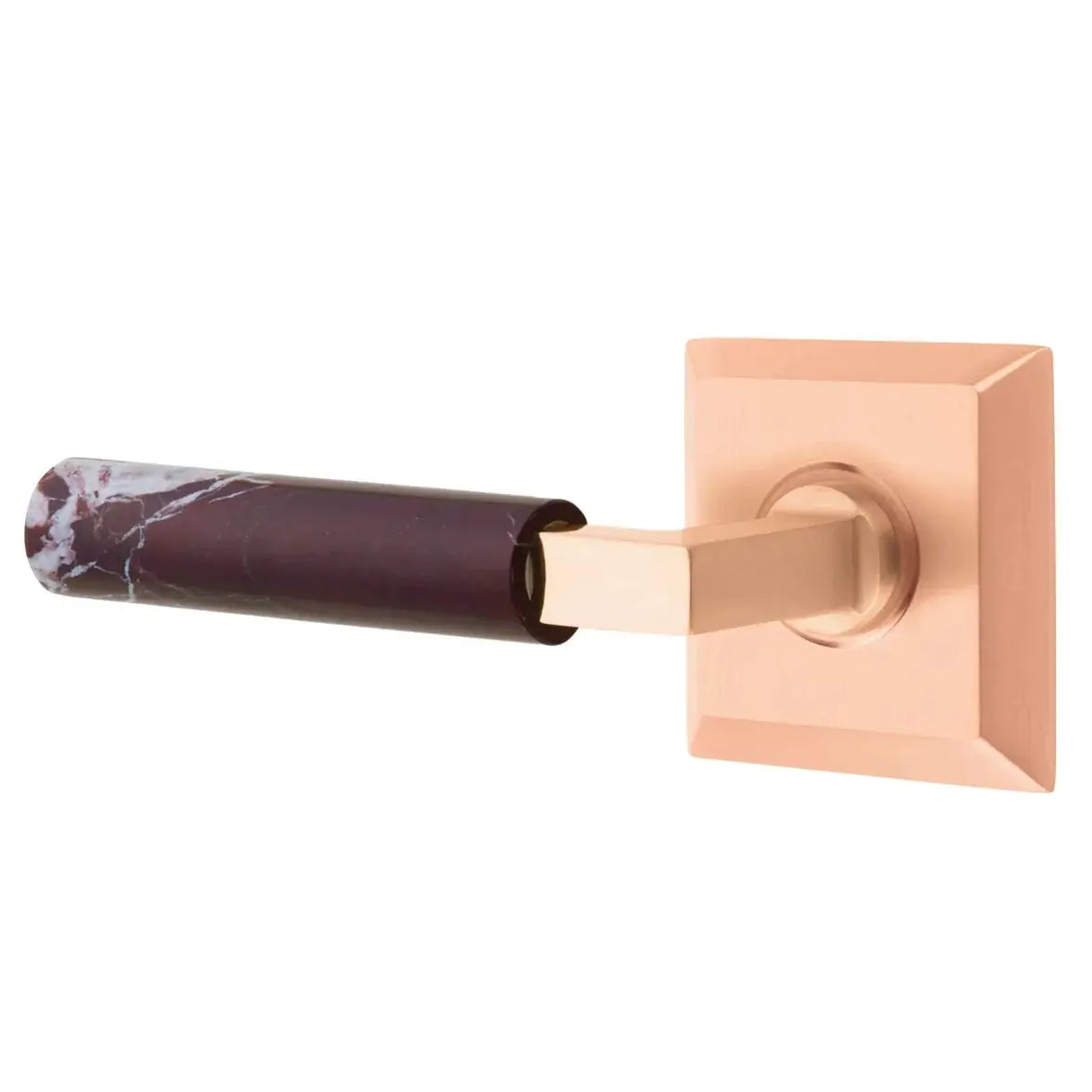 Emtek Rosso Levanto Marble Lever with Quincy Rosette and L-Square Stem by Emtek